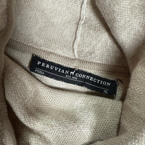 Peruvian Connection Floral Pima Cotton Mock Neck Sweater Women’s Size XL Beige - Picture 3 of 7